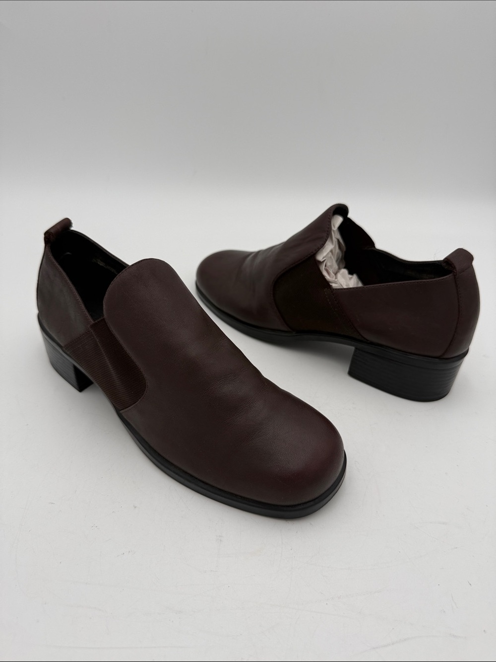 Vintage Laura Scott Brown Slip-On Block Heel  loafers Women's Shoes 8.5 Y2K